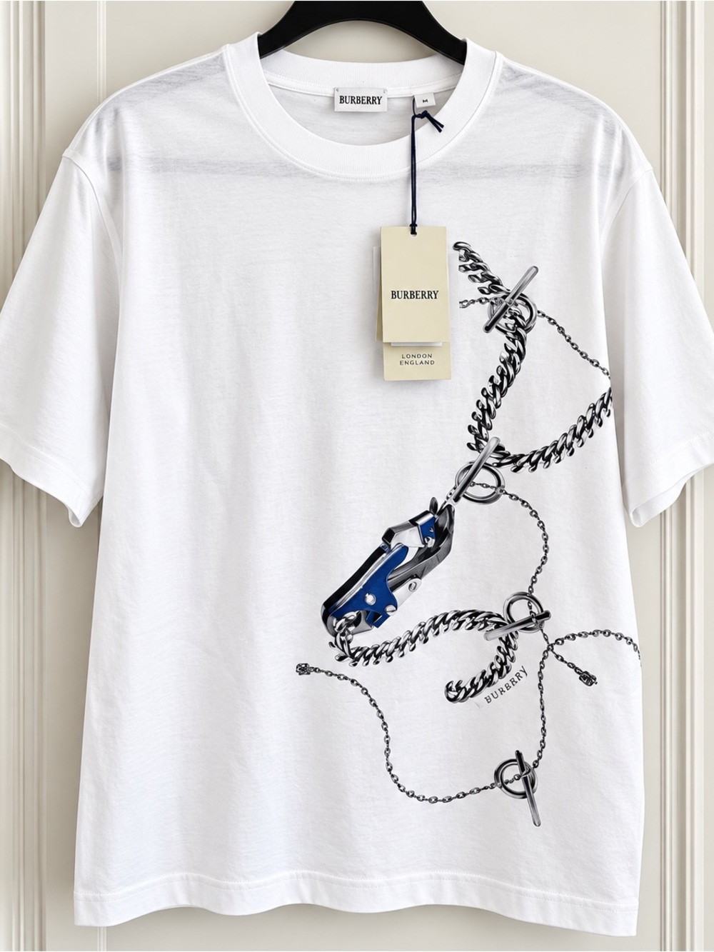 Burberry Knight Hardware Graphic Cotton T-Shirt White Men M NWT 2024